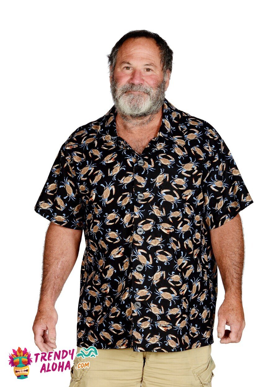 Crabby Black Mood Fun Hawaiian Shirt for Beach and Beyond