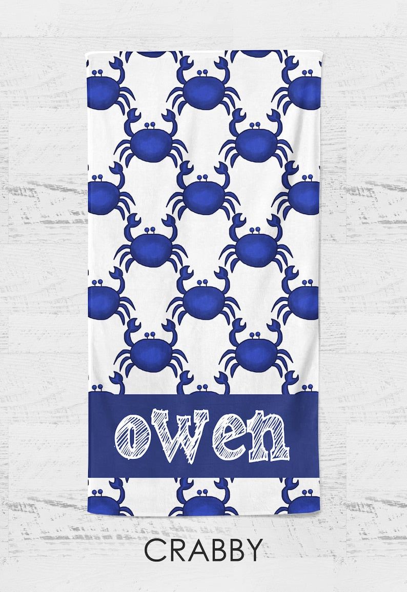 Crabby Design Super Soft Personalized Beach Towels Unique Gift Idea