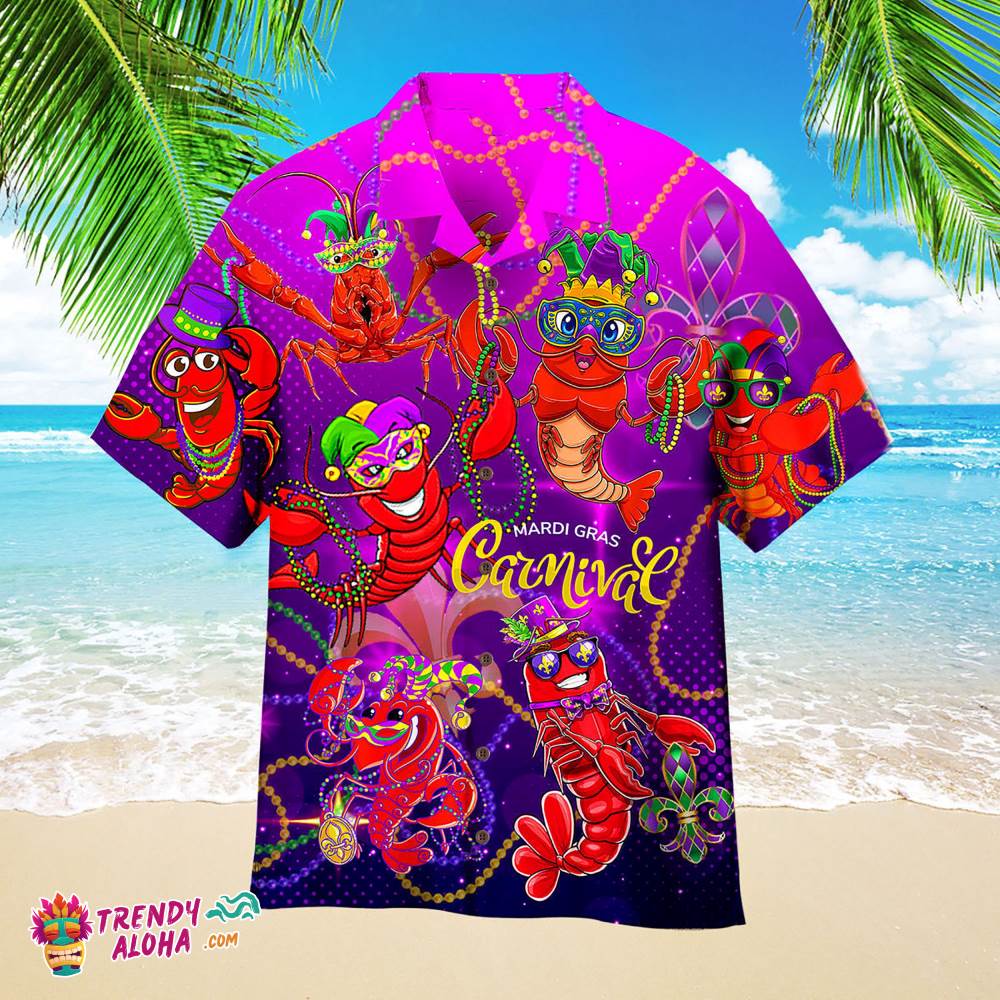 Crawfish Mardi Gras Aloha Hawaiian Shirts