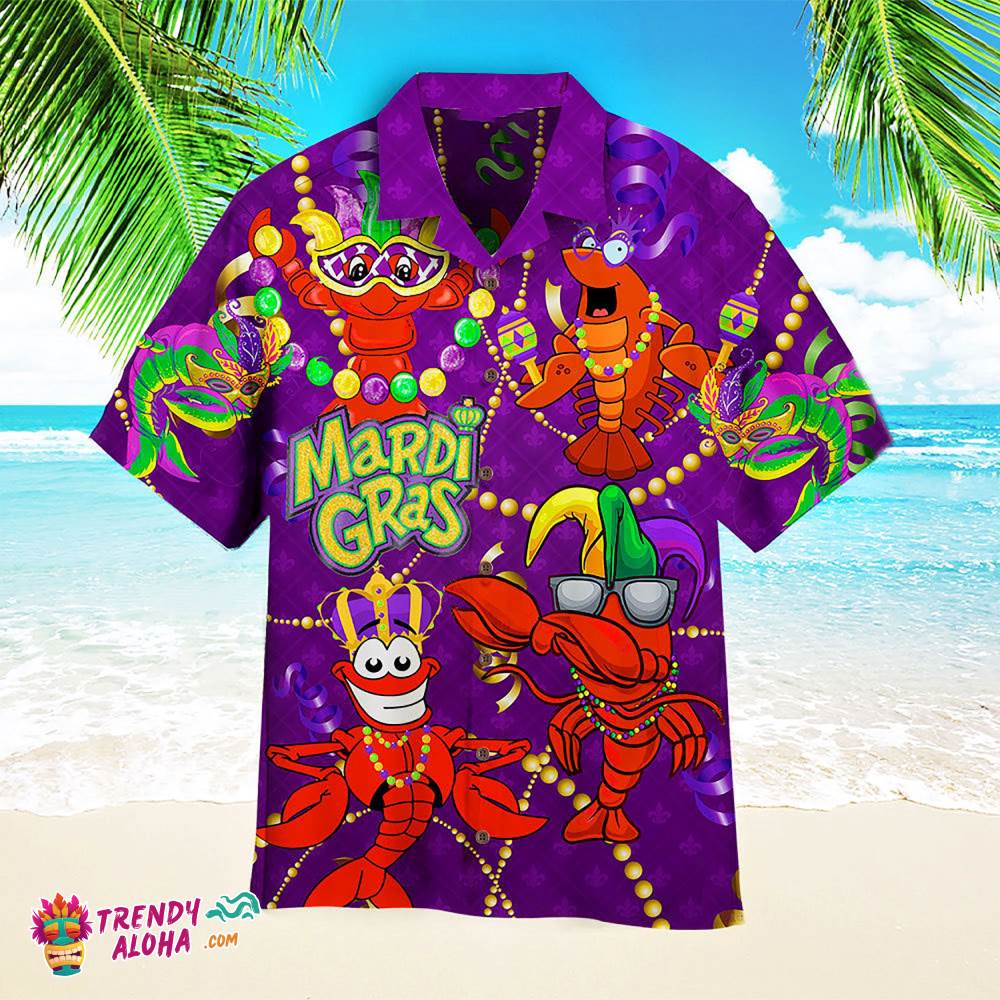 Crawfish Mardi Gras Happy Mardi Gras Aloha Hawaiian Shirts