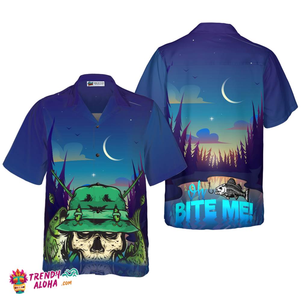 Creepy Skull Go Fishing Hawaiian Shirt, Fishing Apparel For Fisher, Unique Gift For Fishers