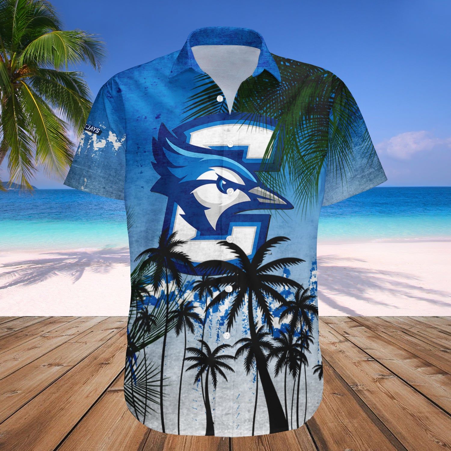 Creighton Bluejays Hawaii Shirt Coconut Tree Tropical Grunge – NCAA