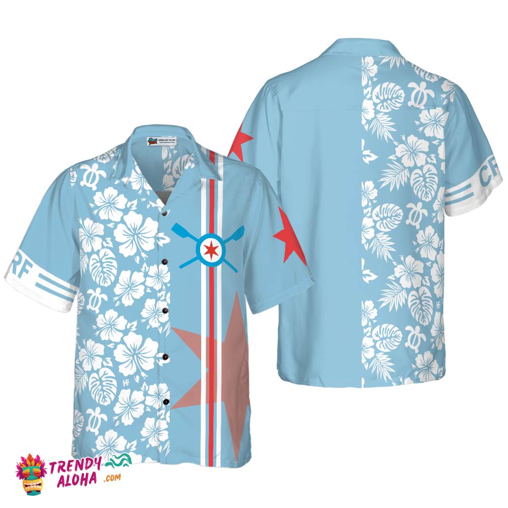 Crf Chicago Flag Tropical Flowers Pattern Hawaiian Shirt Crf Chicago Flag Tropical Flowers Pattern Hawaiian Shirt