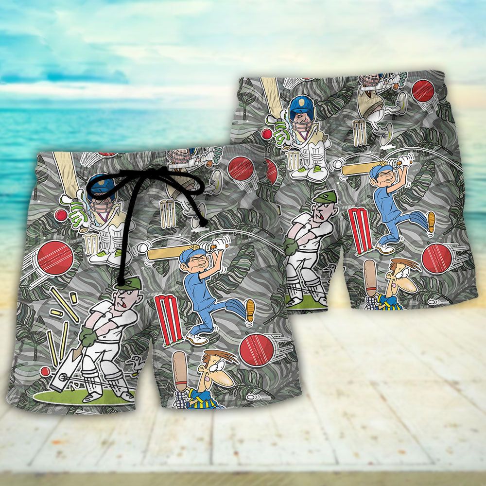 Cricket Sport Cricket Lover Tropical Funny Leaf Art Trendy Aloha Hawaiian Beach Shorts
