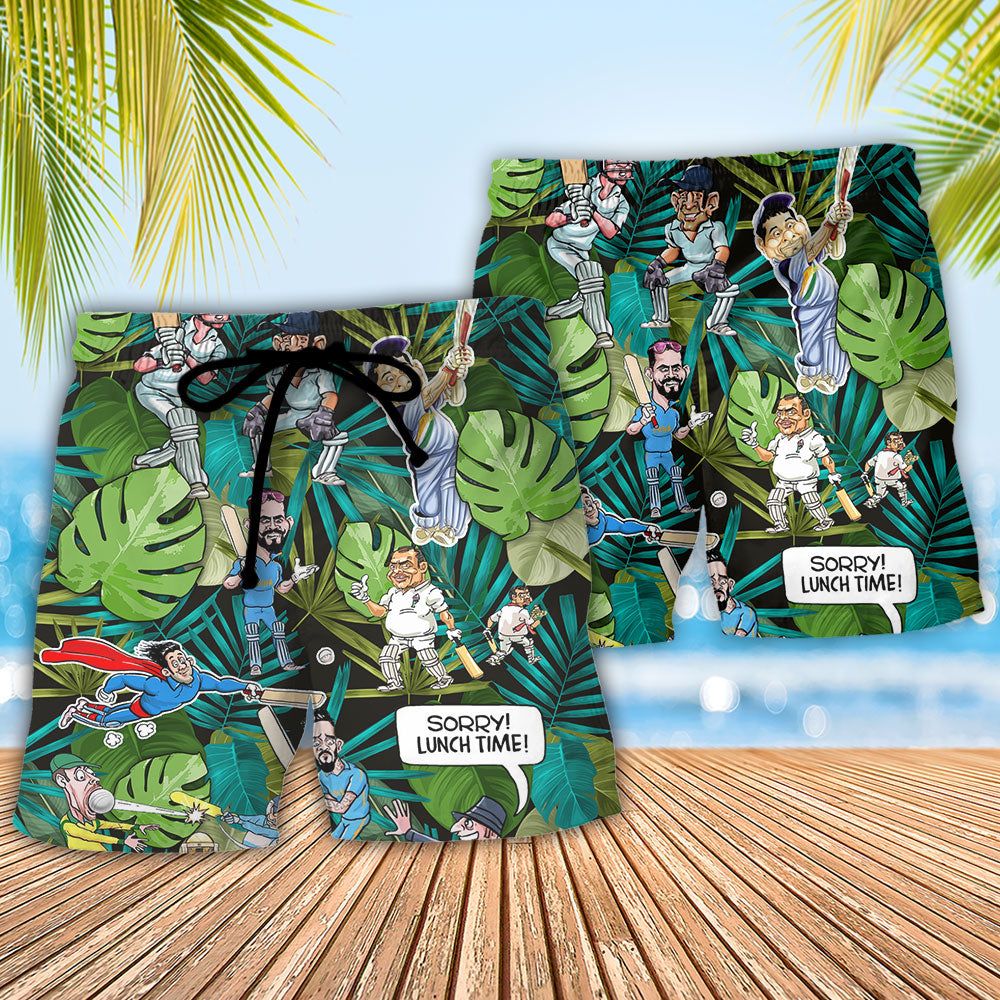 Cricket Sport Funny Play Tropical Vibe Trendy Aloha Hawaiian Beach Shorts