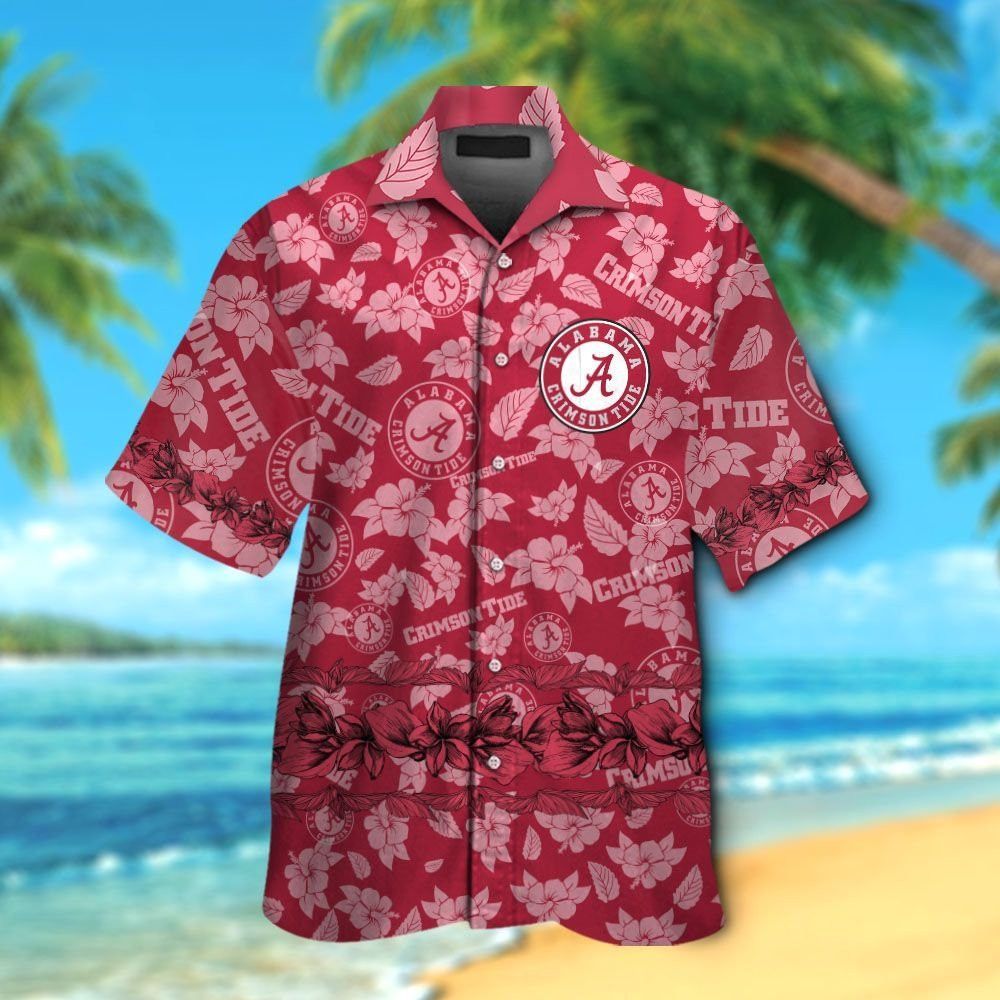 Crimson Tide Alabama Tropical Hawaiian Short Sleeve Shirt