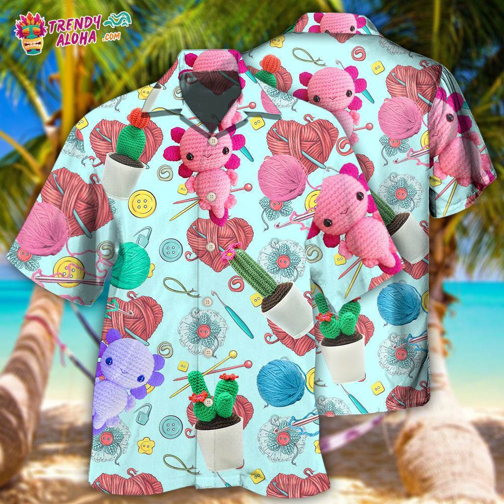 Crochet Lovely Blue Style Hawaiian Shirt – Trendy Aloha