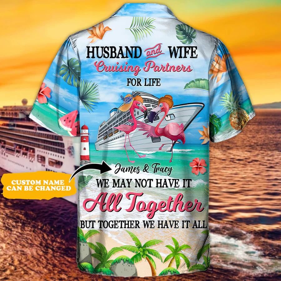 Cruising Partners Flamingo Husband And Wife Cruising Partners For Life Personalized Hawaiian Shirt Cruising Partners Flamingo Husband And Wife Cruising Partners For Life Personalized Hawaiian Shirt
