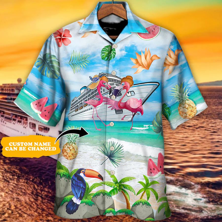 Cruising Partners Flamingo Husband And Wife Cruising Partners For Life Personalized Hawaiian Shirt