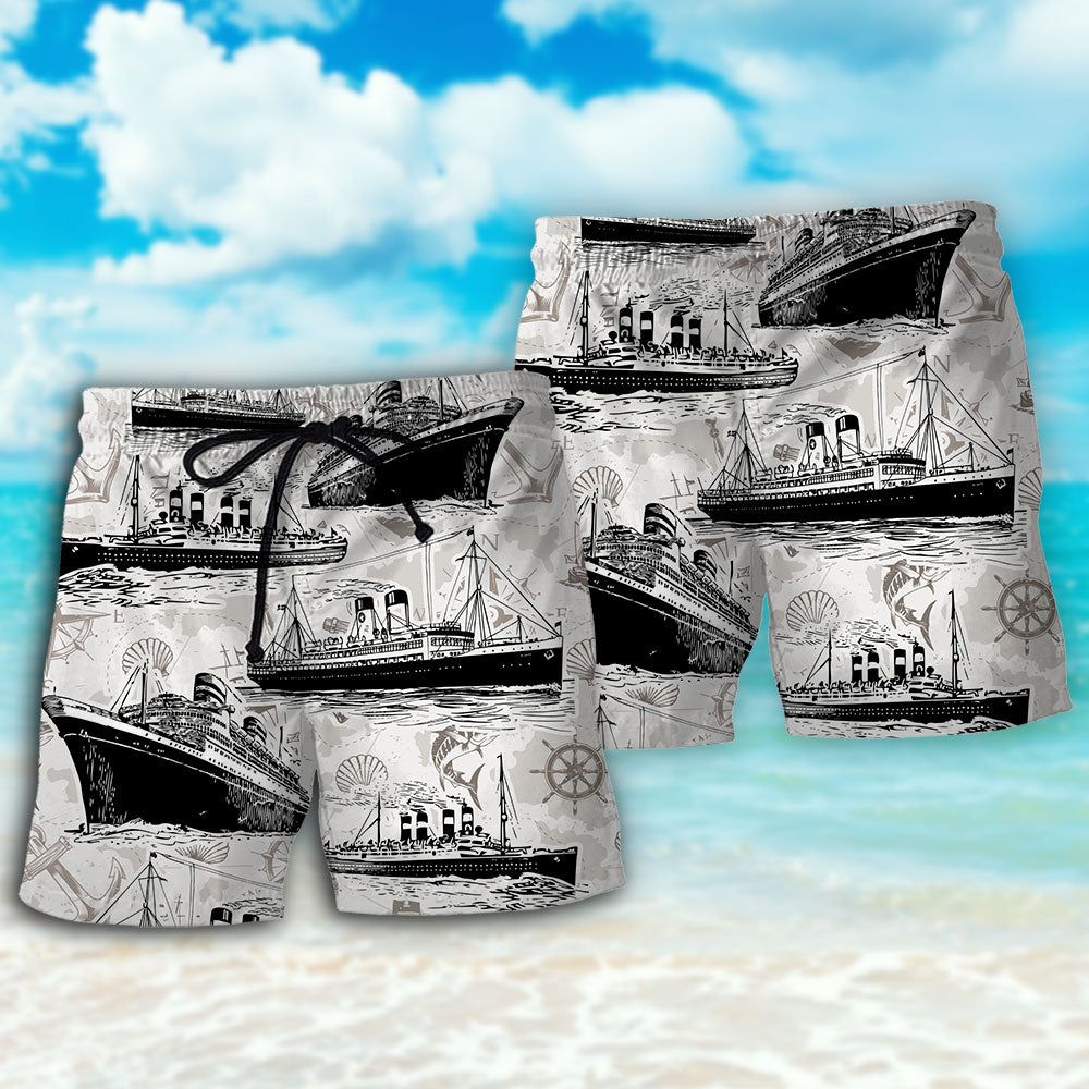 Cruising Retro And Sea Map Trendy Aloha Hawaiian Beach Shorts