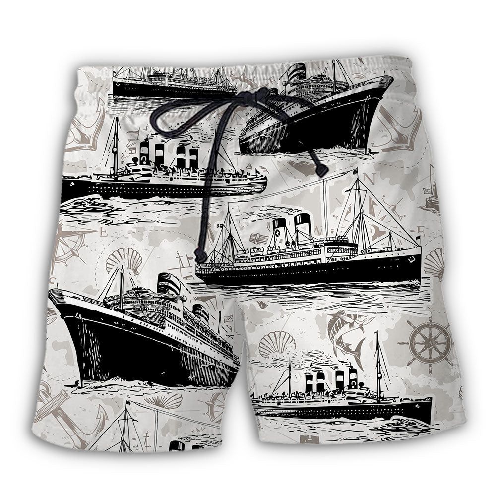 Cruising Retro And Sea Map Trendy Aloha Hawaiian Beach Shorts Cruising Retro And Sea Map Trendy Aloha Hawaiian Beach Shorts