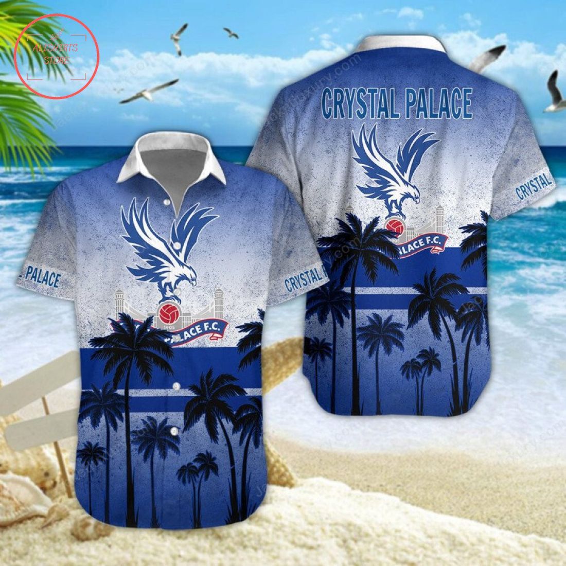 Crystal Palace Fc Coconut Tree Beach Hawaiian Shirt