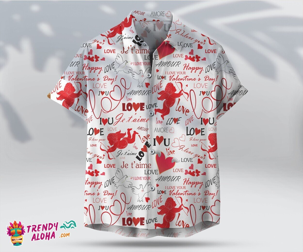 Cupid Heart Love Unisex Hawaiian Shirt Valentine Casual Top
