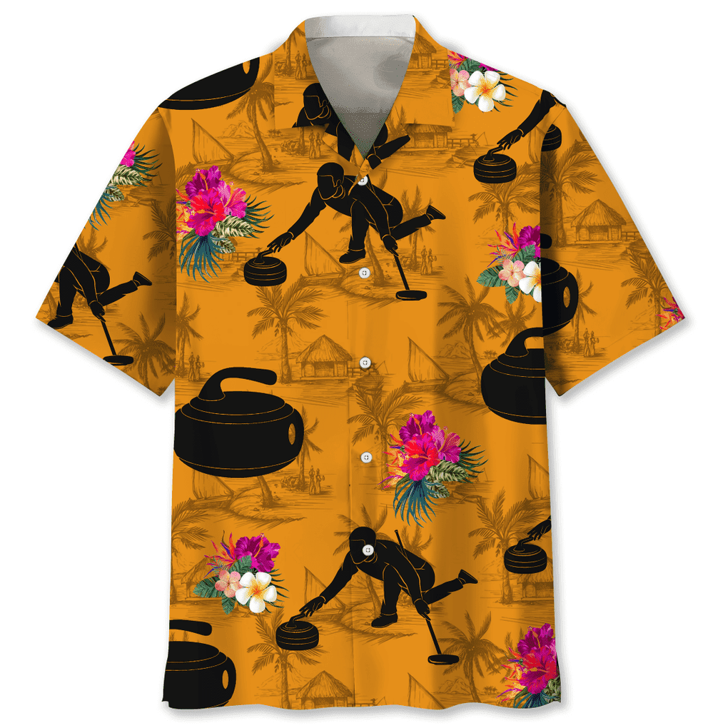 Curling Orange Tropical Trendy Hawaiian Shirt