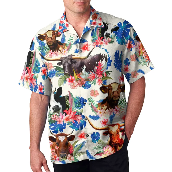 Custom American Cattle All Printed 3D Trendy Hawaiian Shirt, Summer Gifts For Men And Women