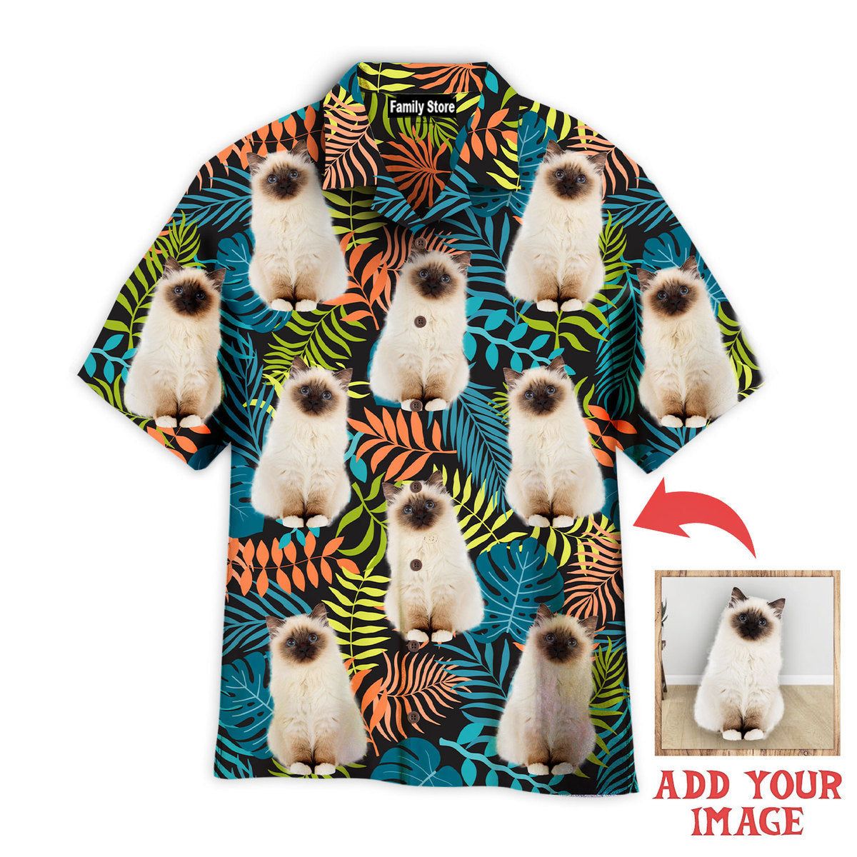 Custom Cat On Colorful Tropical Custom Hawaiian Shirt Custom Cat On Colorful Tropical Custom Hawaiian Shirt