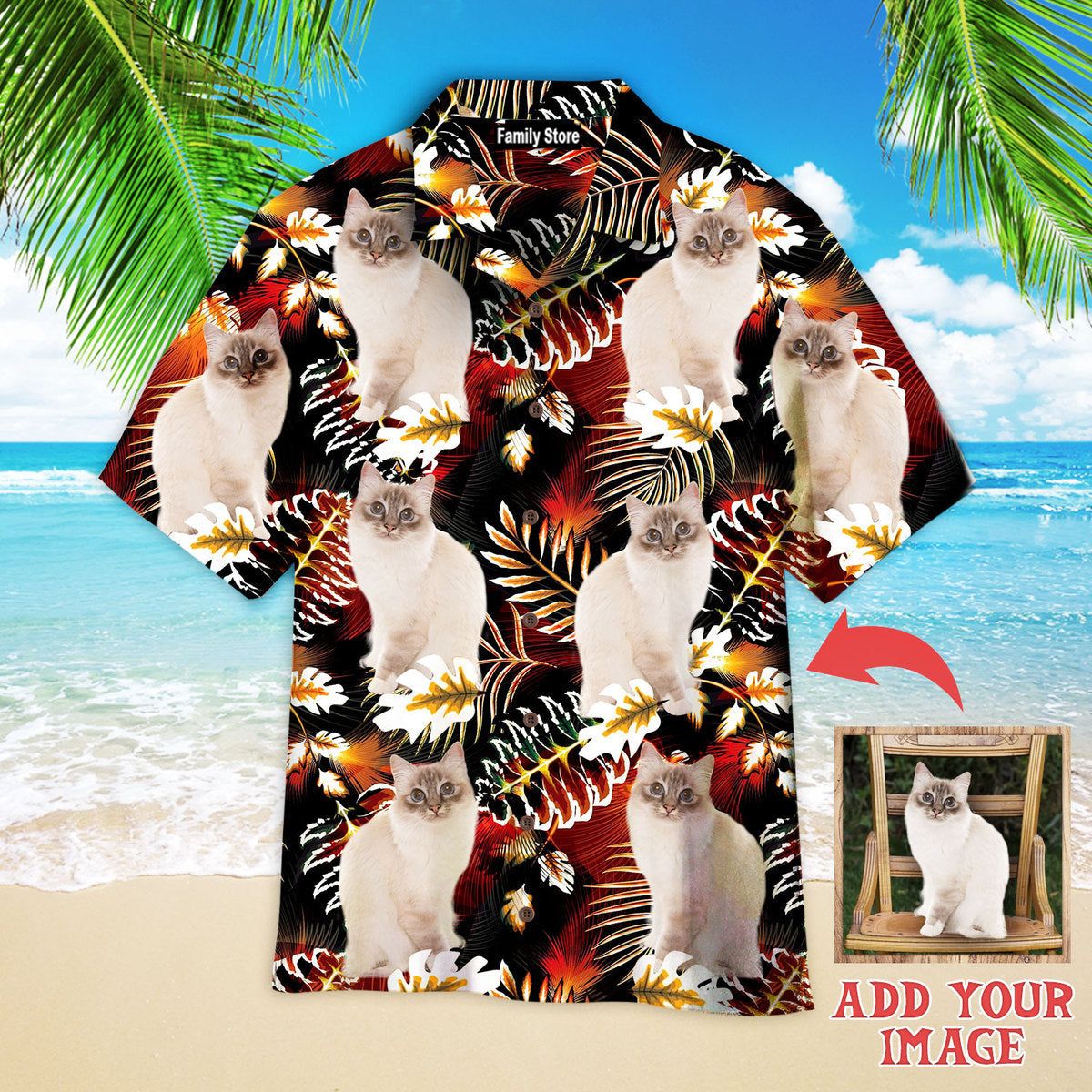 Custom Cat Photo On Vintage Exotic Tropical Custom Hawaiian Shirt