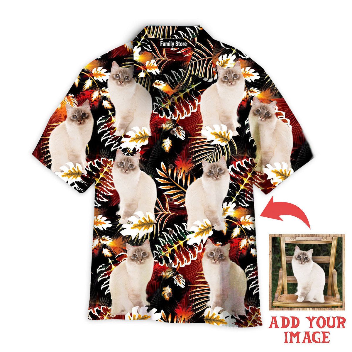 Custom Cat Photo On Vintage Exotic Tropical Custom Hawaiian Shirt Custom Cat Photo On Vintage Exotic Tropical Custom Hawaiian Shirt