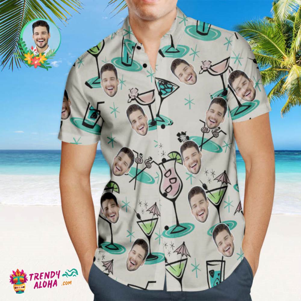 Custom Cocktail Party Trendy Aloha Hawaiian Shirt Personalized Face Shirt