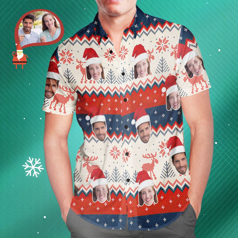 Custom Couple’s Face Classic Christmas Men’s All Over Print Hawaiian Shirt Christmas Gift Custom Couple’s Face Classic Christmas Men’s All Over Print Hawaiian Shirt Christmas Gift
