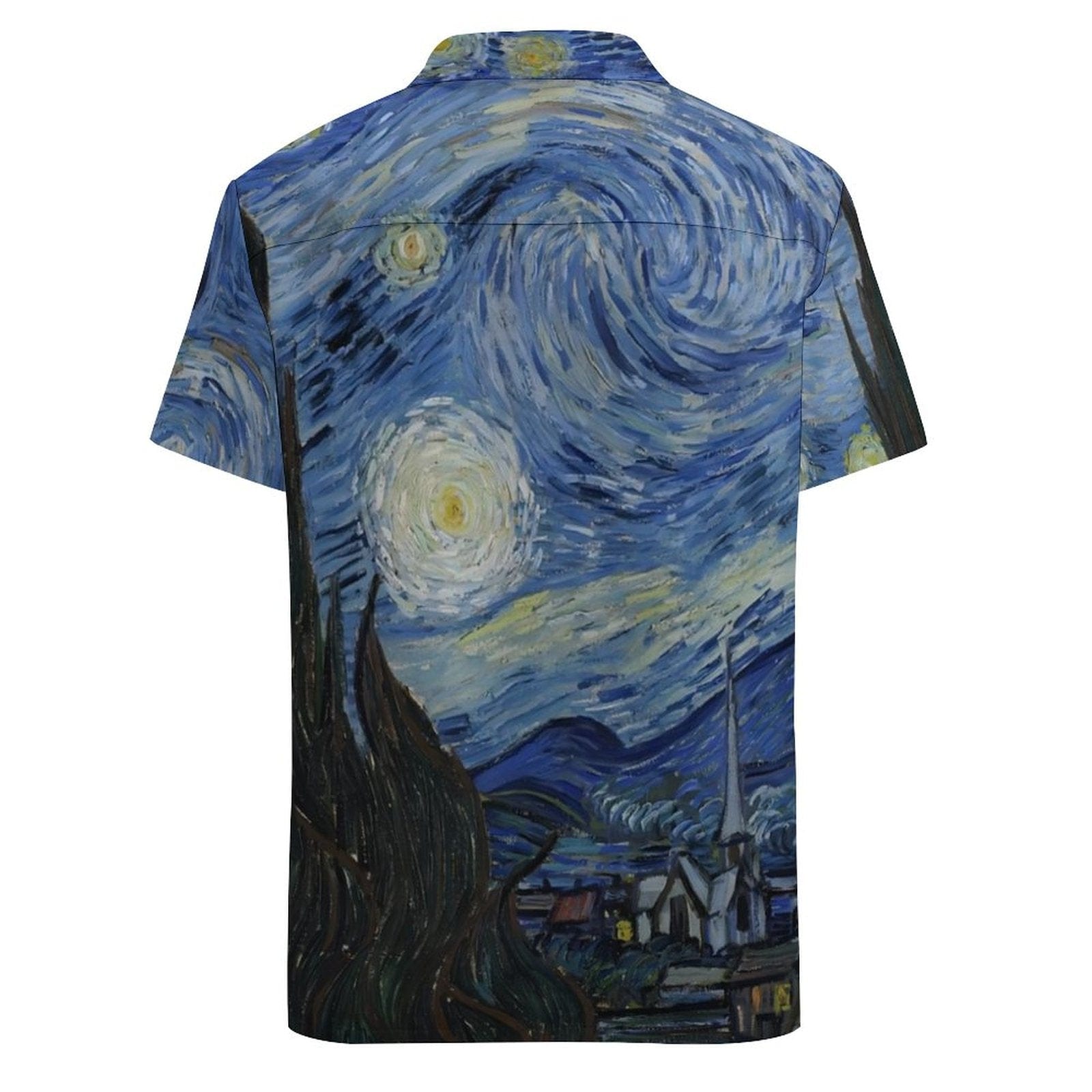 Custom Dog Face Starry Night Shirt Men Front Pocket Beach Shortsleeve Pocket Hawaiian Shirt