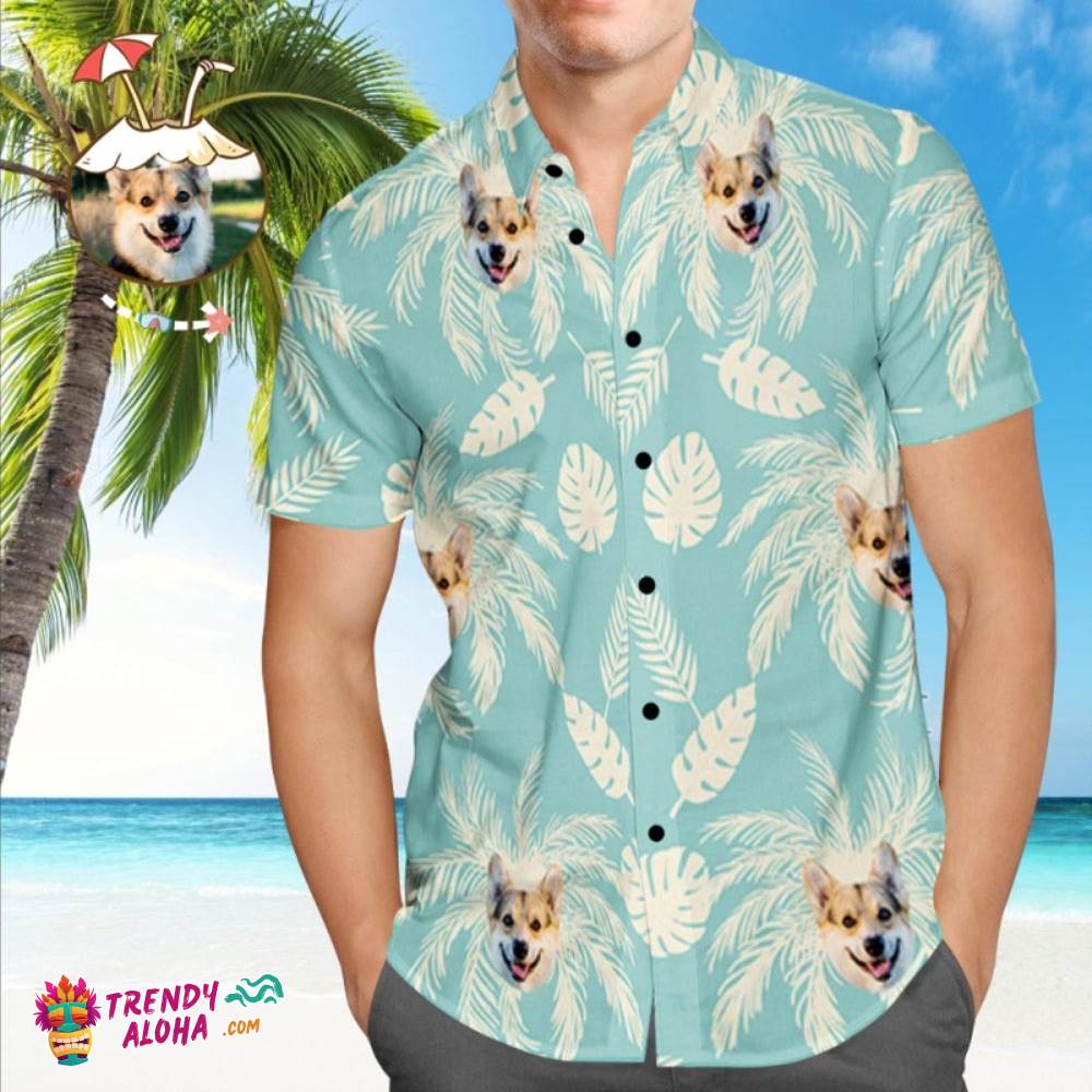 Custom Dog Face Trendy Aloha Hawaiian Shirt Custom Tropical Shirts Plain Shirts With Pet Face