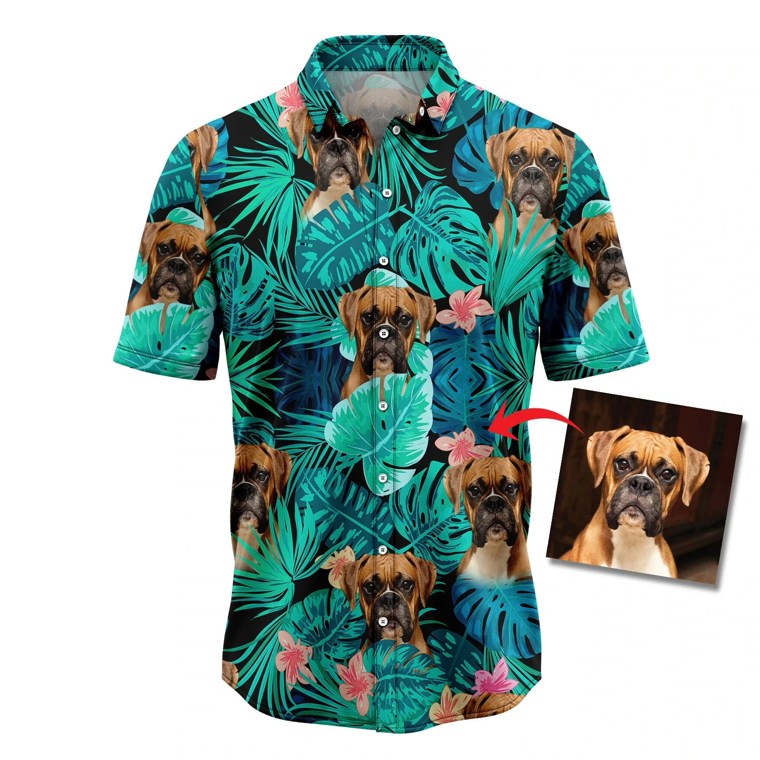 Custom Dog Face Tropical Trendy Hawaiian Shirt, Summer Trendy Hawaiian Shirts For Men, Women Aloha Beach Shirt Custom Dog Face Tropical Trendy Hawaiian Shirt, Summer Trendy Hawaiian Shirts For Men, Women Aloha Beach Shirt