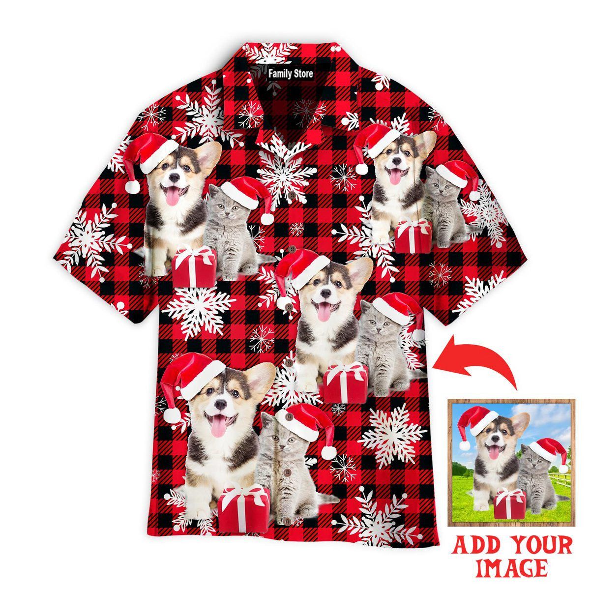 Custom Dog On Retro Winter Buffalo Plaid Custom Hawaiian Shirt