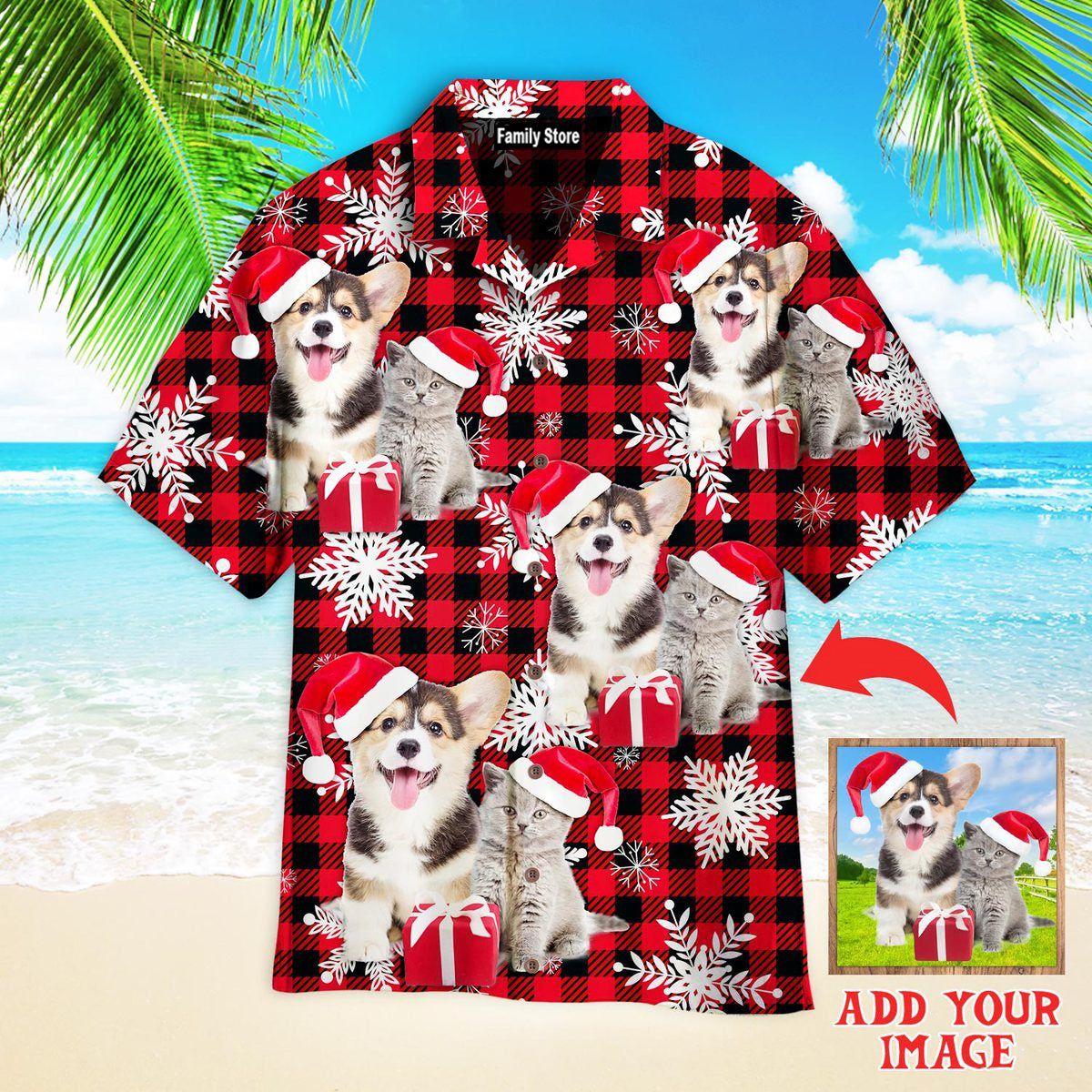 Custom Dog On Retro Winter Buffalo Plaid Custom Hawaiian Shirt