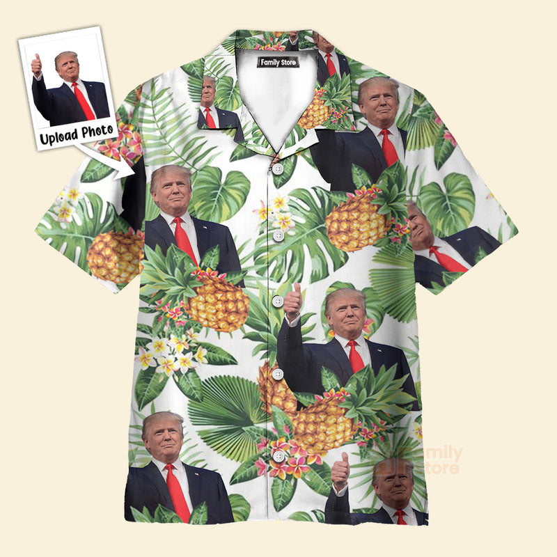 Custom Donald Trump Photo Tropical Style 1 Aloha Shirt Trump Hawaiian Shirt