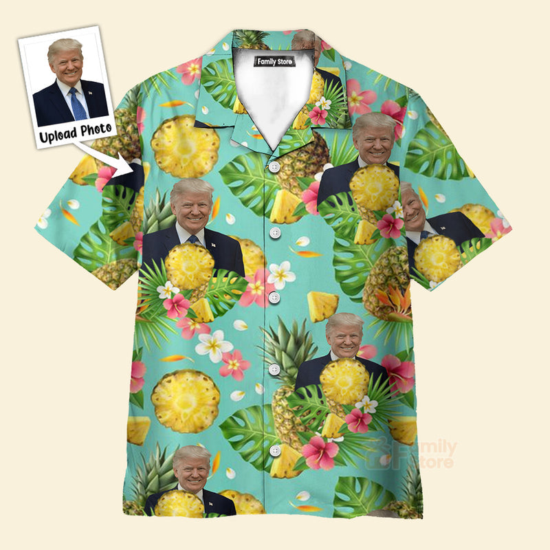 Custom Donald Trump Photo Tropical Style 3 Aloha Shirt Trump Hawaiian Shirt