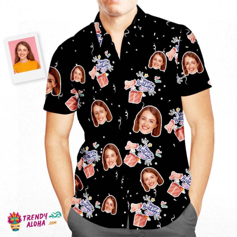 Custom Face Birthday Trendy Aloha Hawaiian Shirt Surprise Gift Box Birthday Gifts