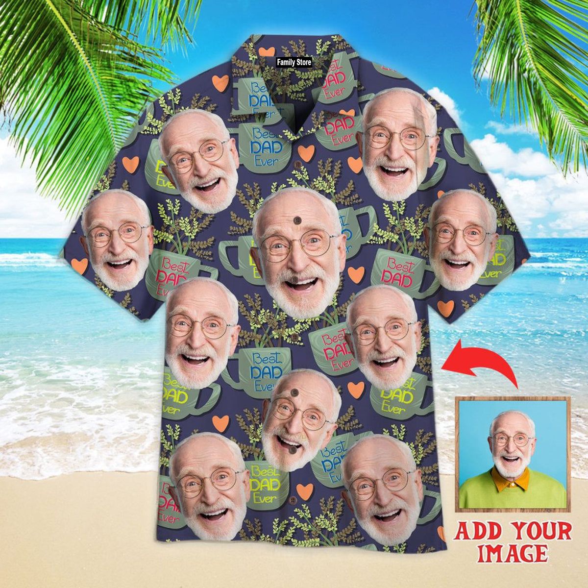 Custom Face For Best Dad Custom Hawaiian Shirt