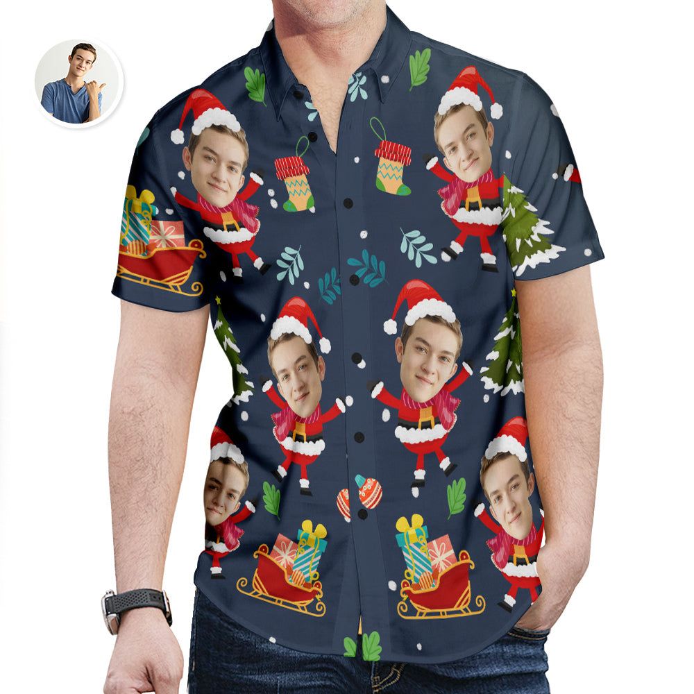 Custom Face Hawaiian Christmas Shirt Cute Santa Claus Hawaiian Shirt Christmas Gift For Men