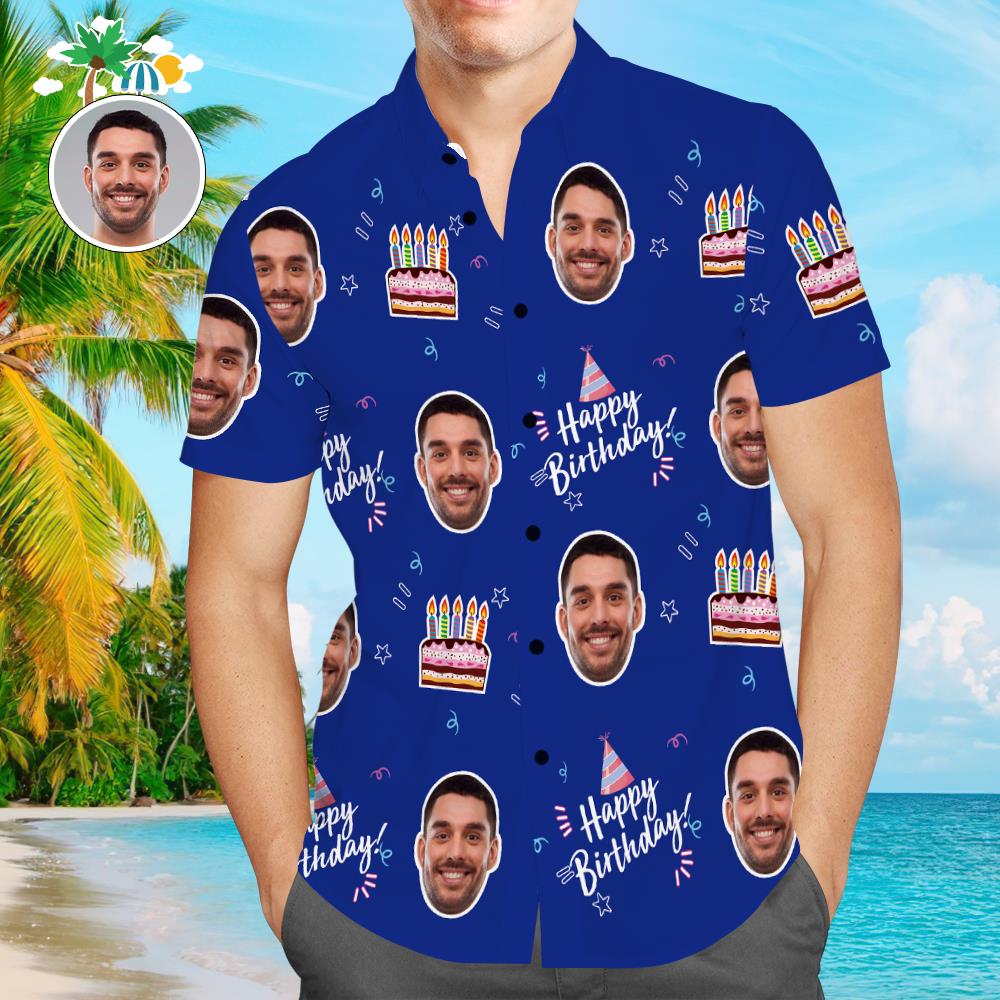 Custom Face Hawaiian Shirt All Over Print Men’s Shirt Happy Birthday