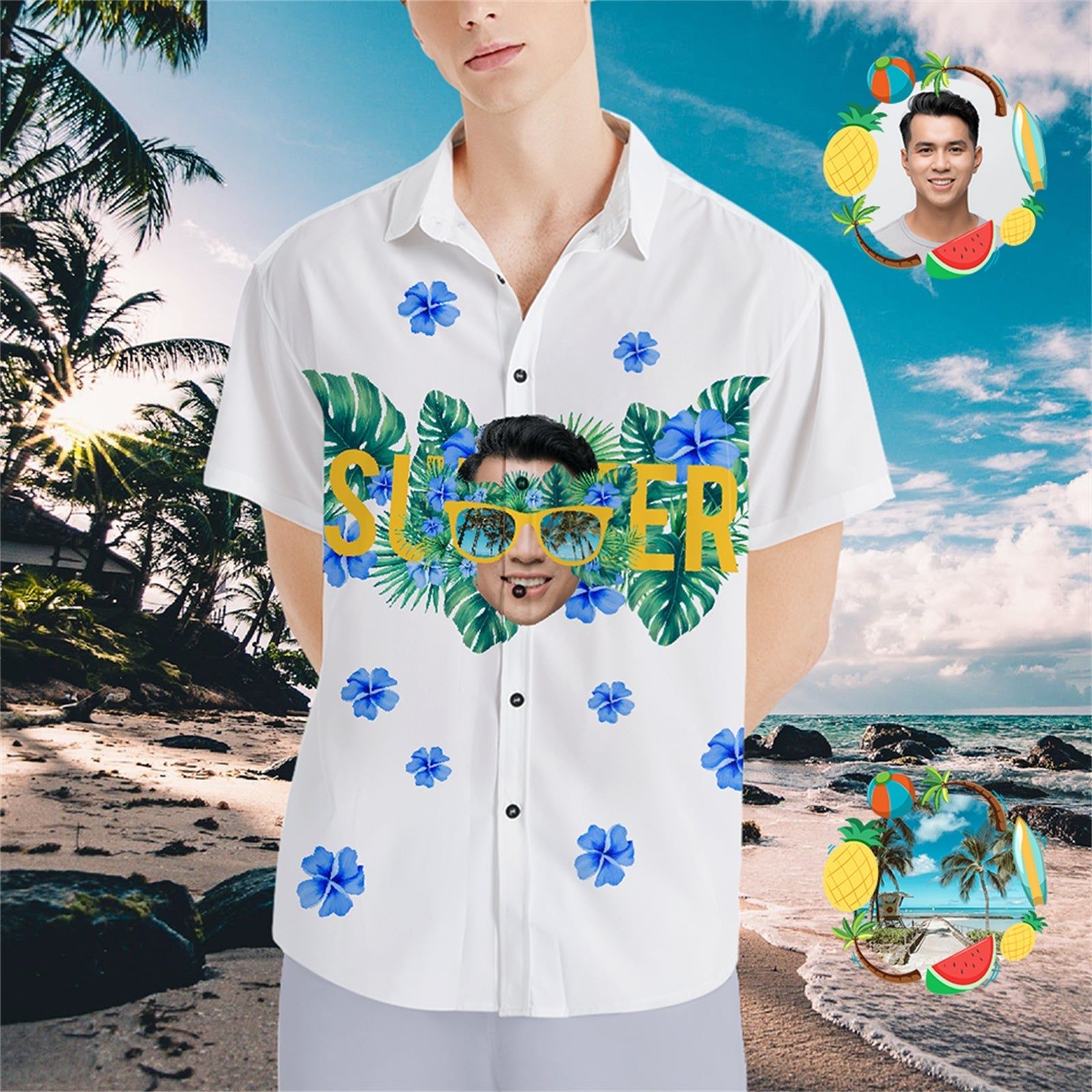 Custom Face Hawaiian Shirts Personalized Photo Glasses Vision Hawaiian Shirts Custom Face Hawaiian Shirts Personalized Photo Glasses Vision Hawaiian Shirts