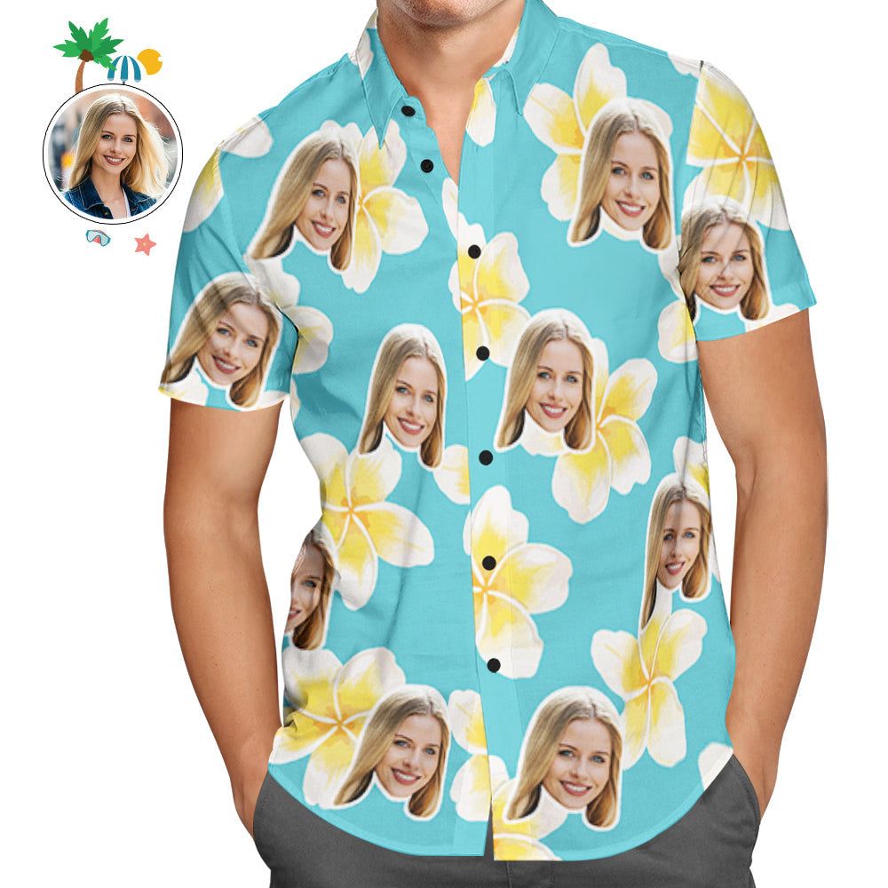 Custom Face Hawaiian Shirts Tropical Beach Shirt Floral Shirt Gift For Men