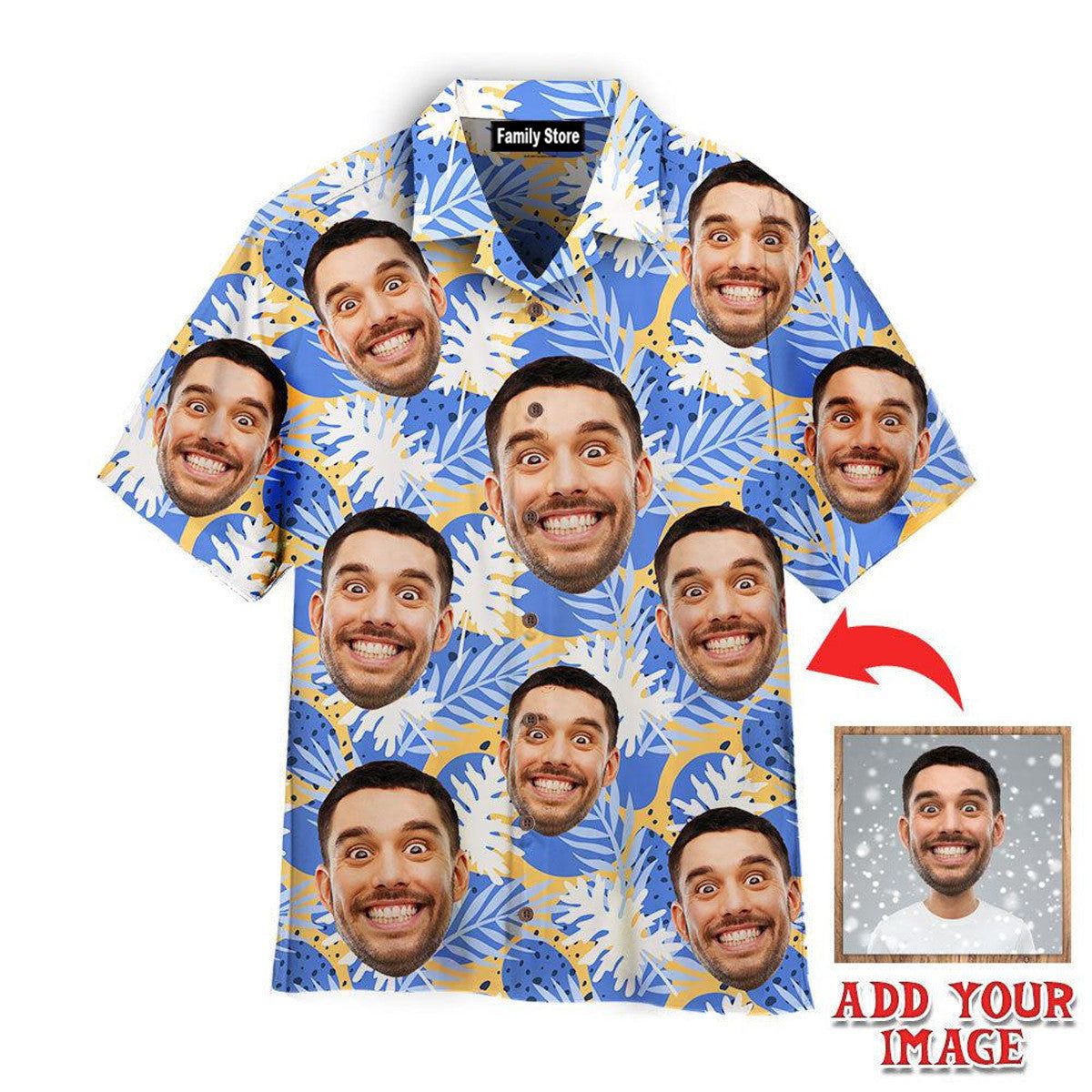 Custom Face In Winter Exotic Plants Leaves Custom Hawaiian Shirt Custom Face In Winter Exotic Plants Leaves Custom Hawaiian Shirt