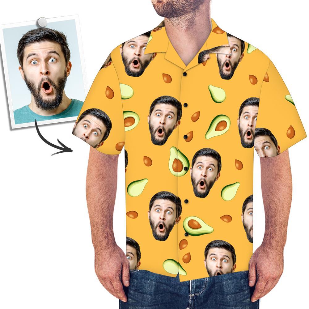 Custom Face Men’s Hawaiian Shirt Avocado