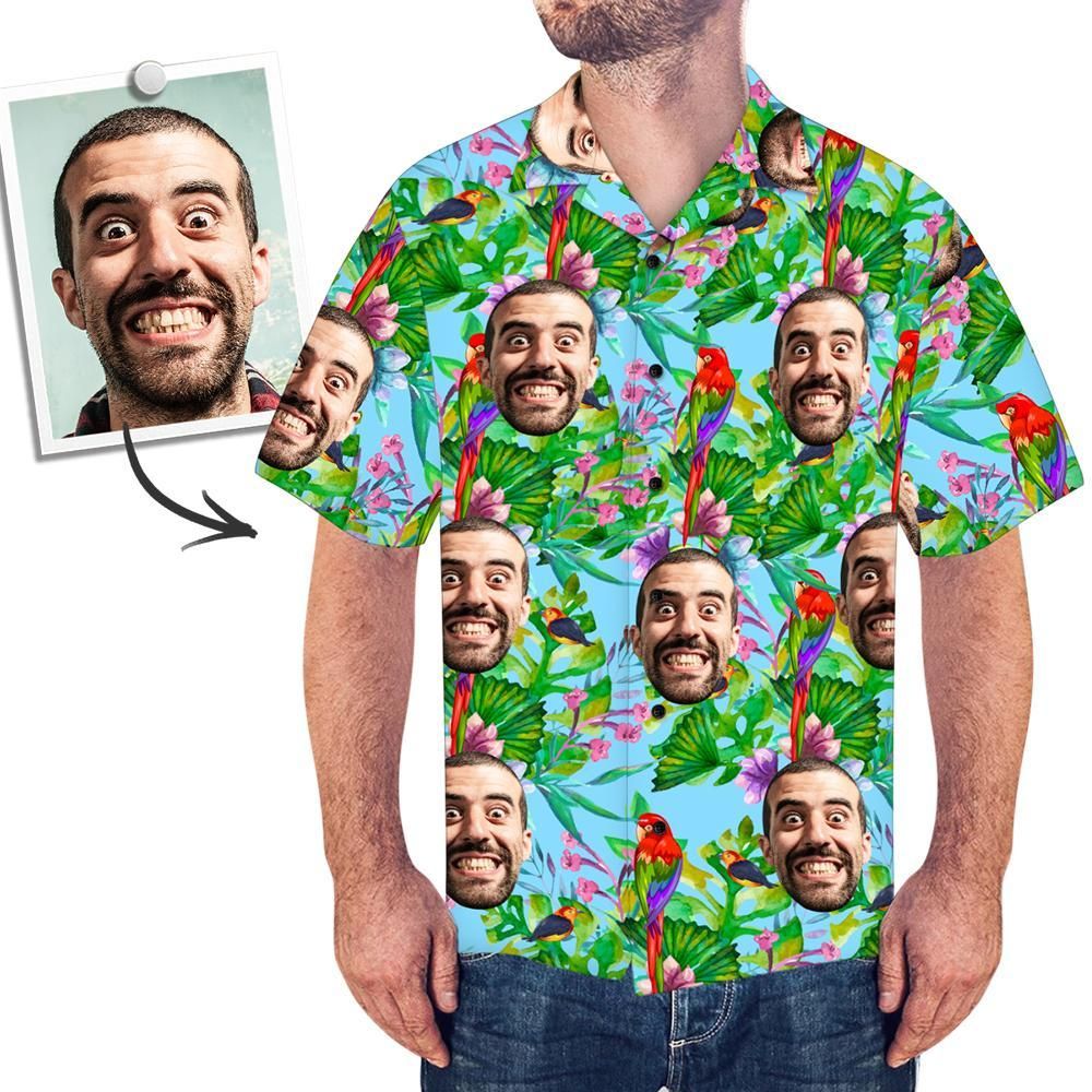 Custom Face Men’s Hawaiian Shirt Parrot