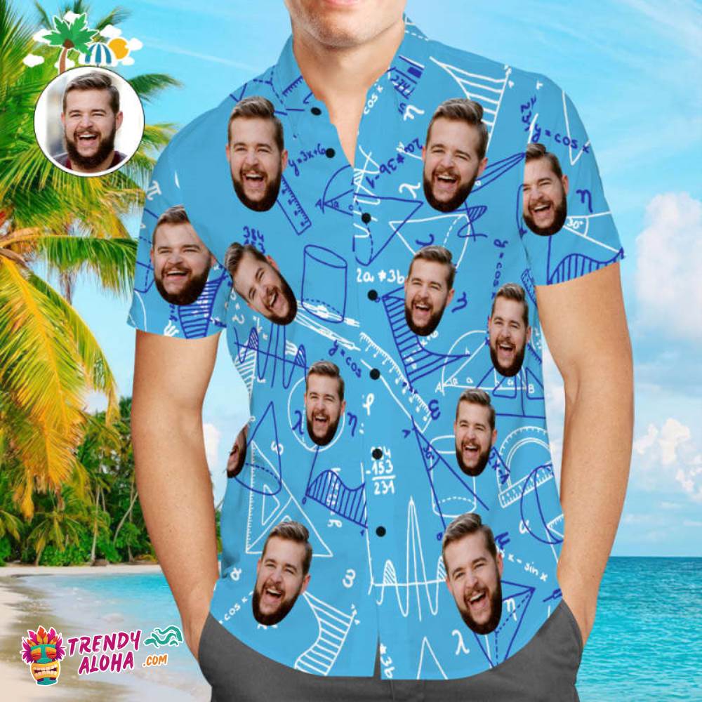 Custom Face Men’s Proud To Be A Math Teacher Men’s Trendy Aloha Hawaiian Shirt Best Gift For Teachers