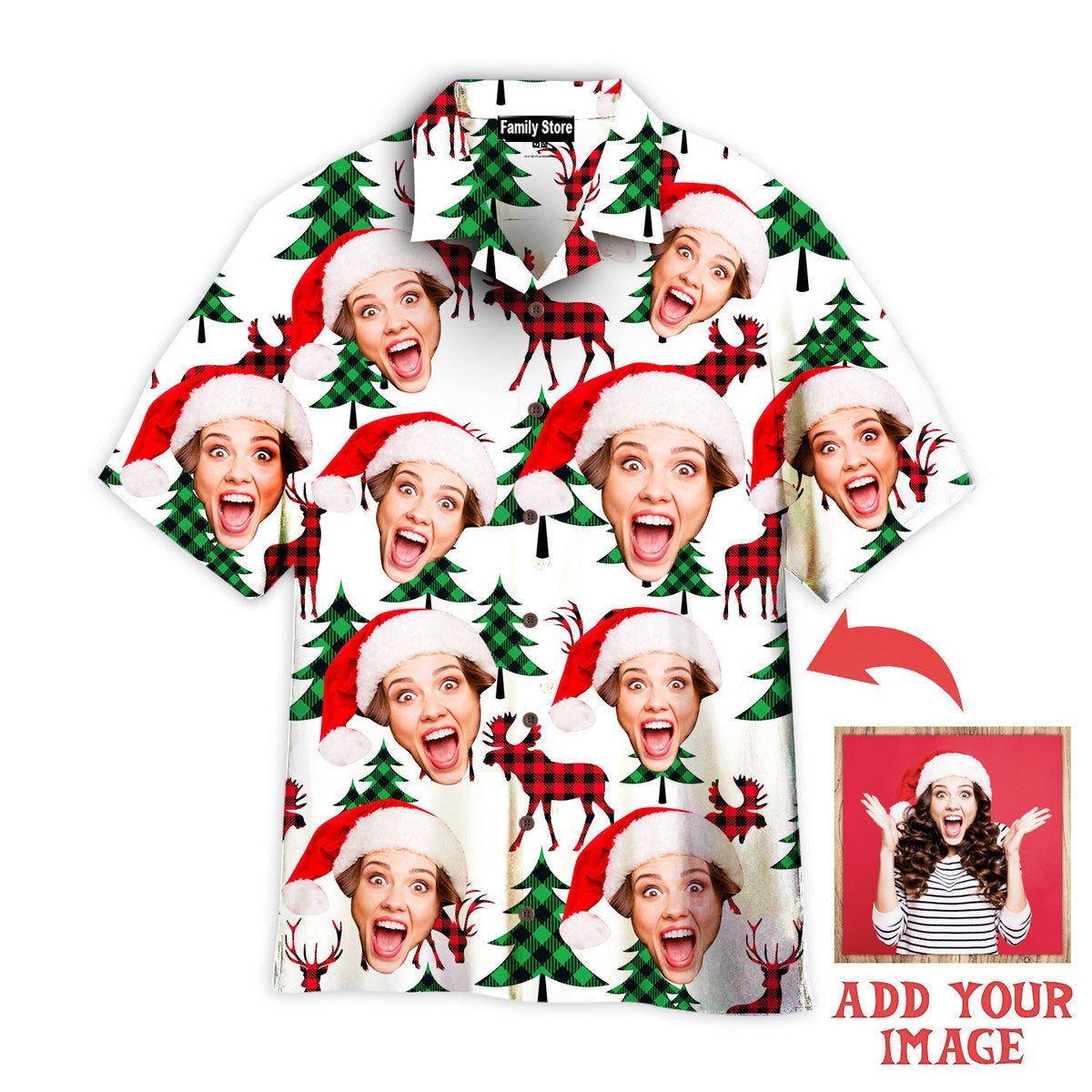 Custom Face Merry Holly Xmas Custom Hawaiian Shirt Custom Face Merry Holly Xmas Custom Hawaiian Shirt