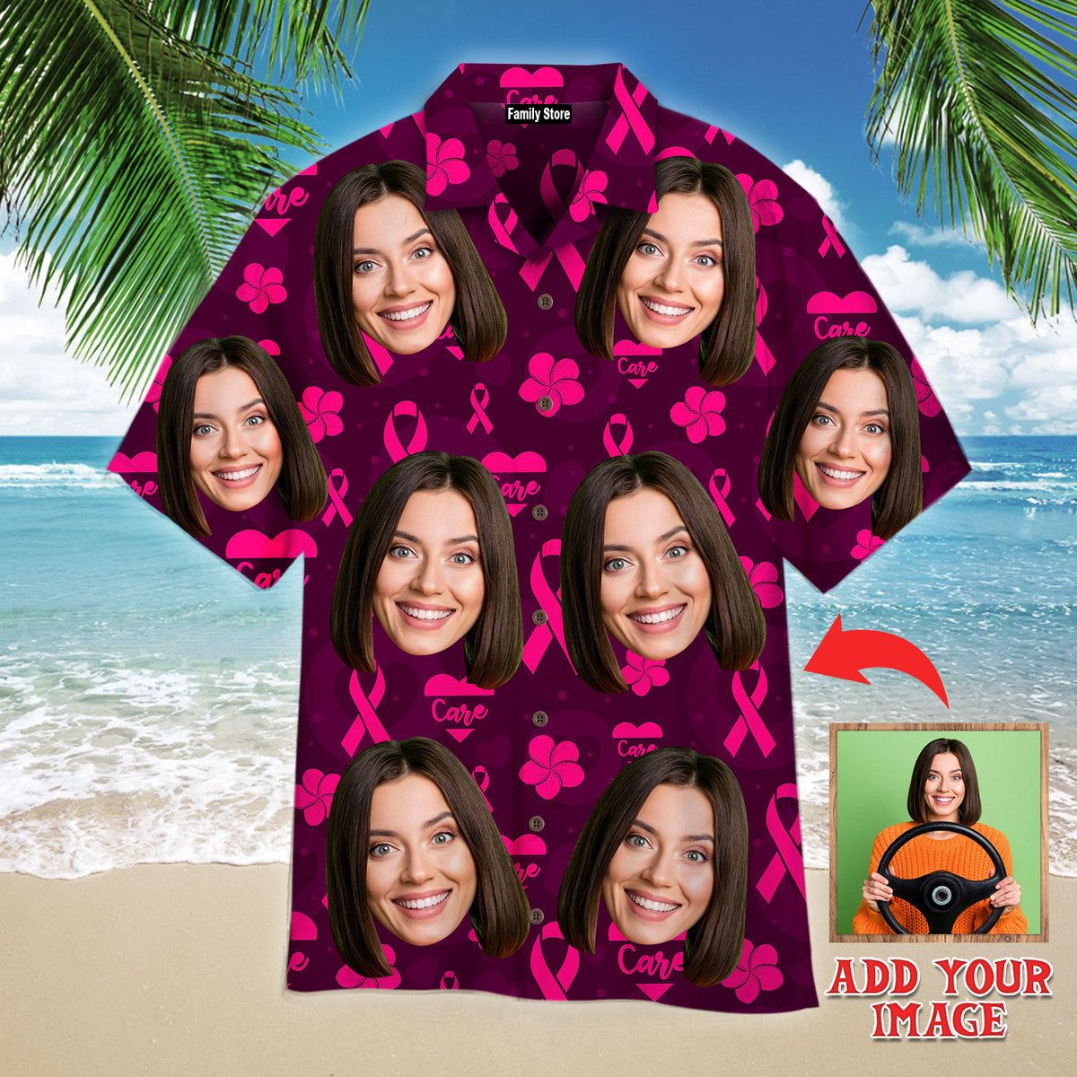 Custom Face On Breast Cancer Awareness Theme Custom Hawaiian Shirt