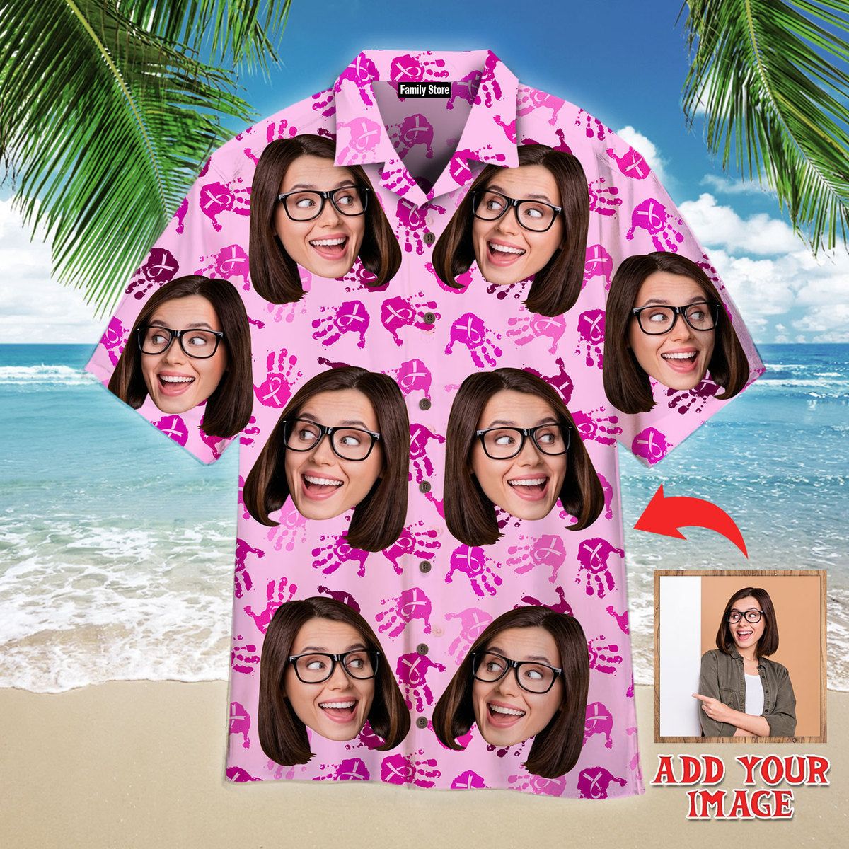 Custom Face On Pinktober Breast Cancer Awareness Custom Hawaiian Shirt