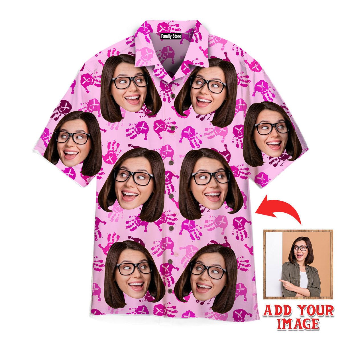 Custom Face On Pinktober Breast Cancer Awareness Custom Hawaiian Shirt Custom Face On Pinktober Breast Cancer Awareness Custom Hawaiian Shirt