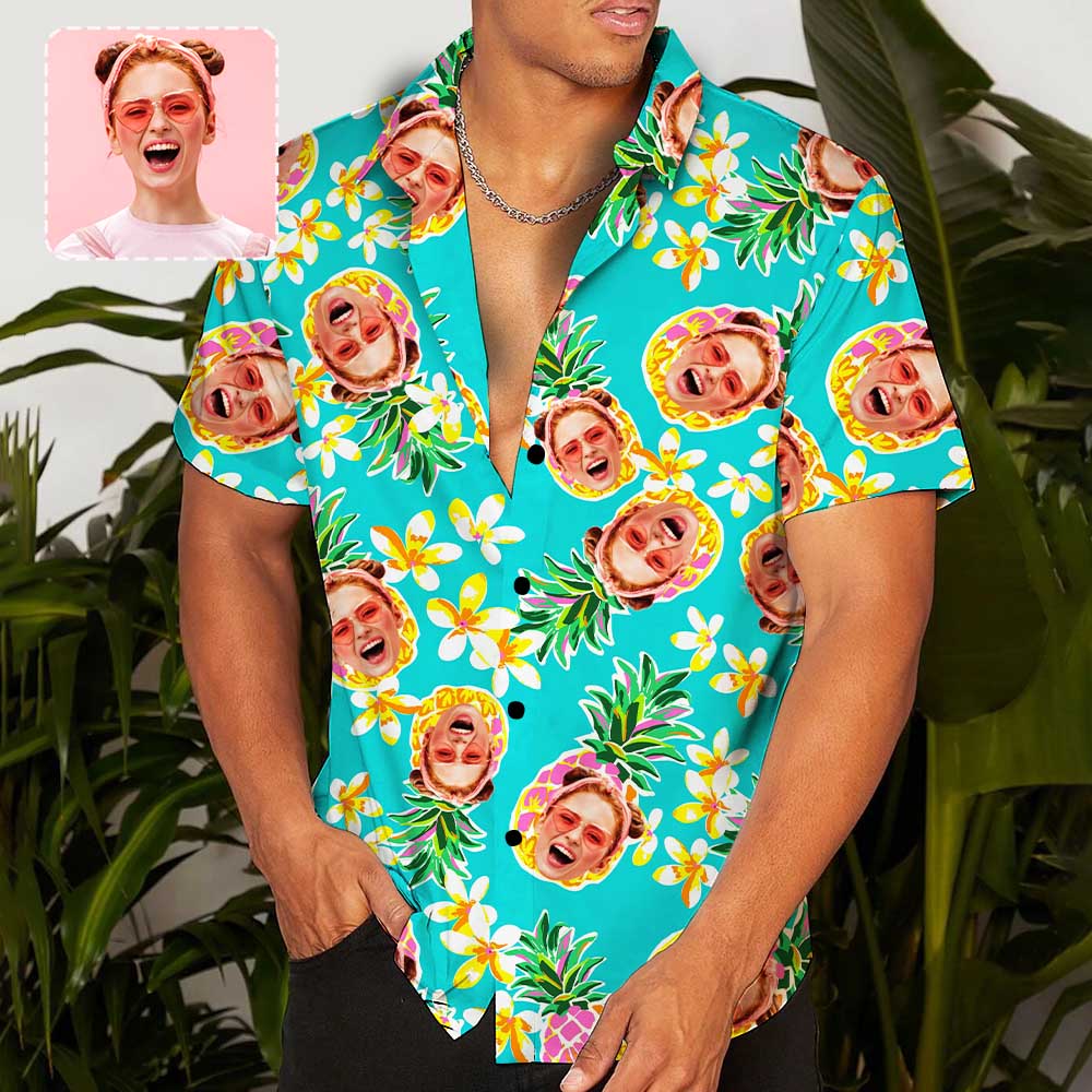Custom Face Pineapple Trendy Hawaiian Shirt Personalized Beachwear