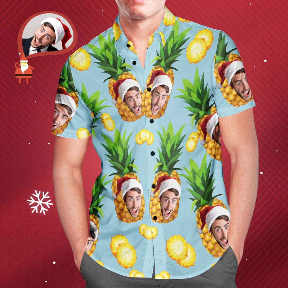 Custom Face Shirt Men’s Hawaiian Shirt Big Pineapple