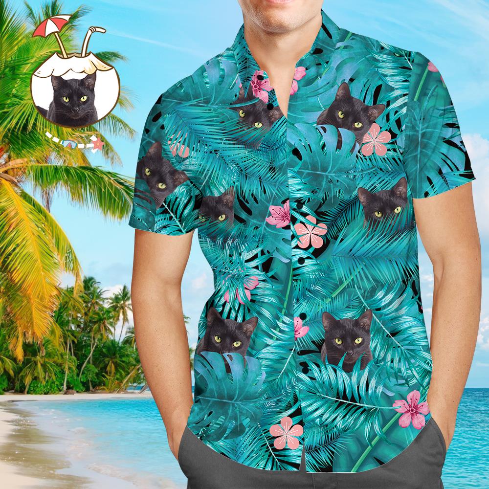 Custom Face Shirt Men’s Hawaiian Shirt Black Cat Custom Face Shirt Men’s Hawaiian Shirt Black Cat