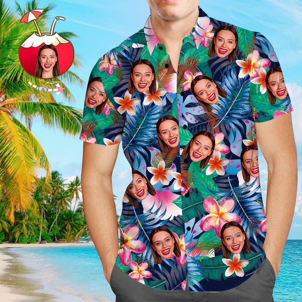 Custom Face Shirt Men’s Hawaiian Shirt Personalized Photo Colorful Flowers Tshirts Custom Face Shirt Men’s Hawaiian Shirt Personalized Photo Colorful Flowers Tshirts