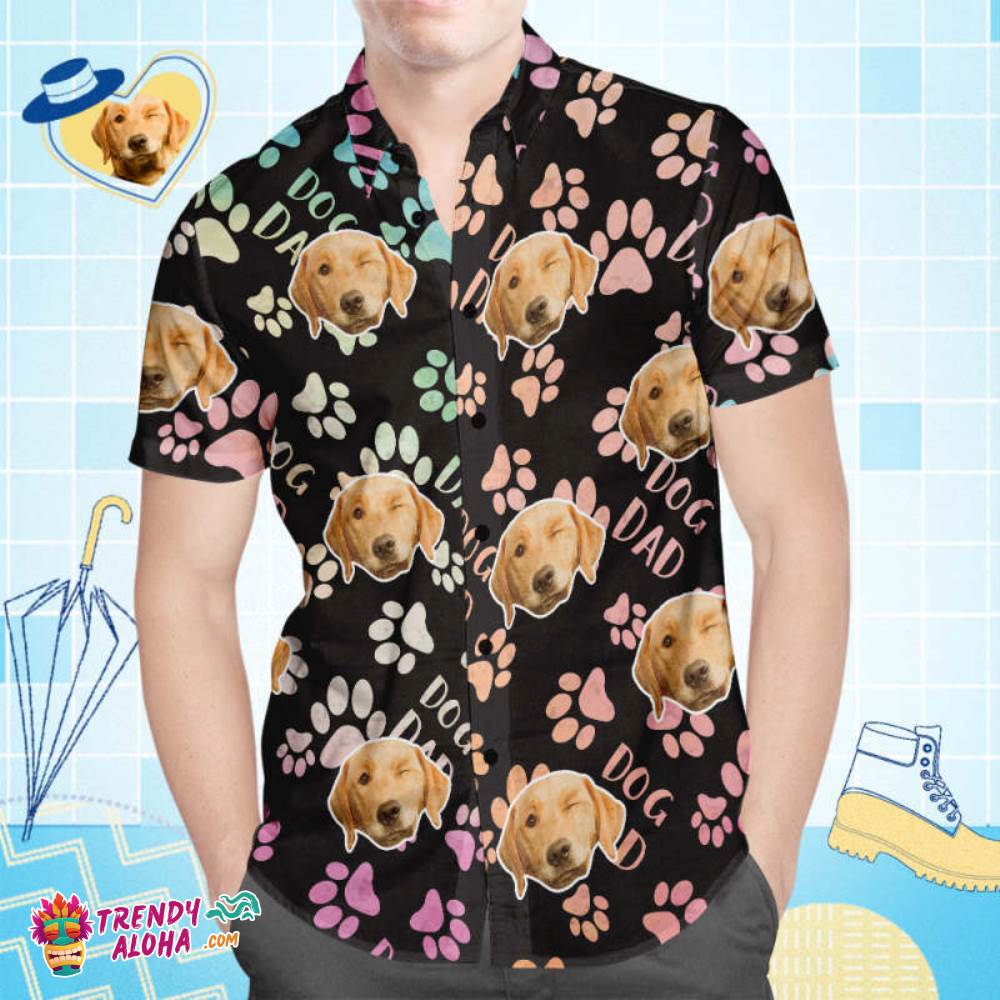 Custom Face Trendy Aloha Hawaiian Shirt All Over Print Men’s Shirt Dog Dad